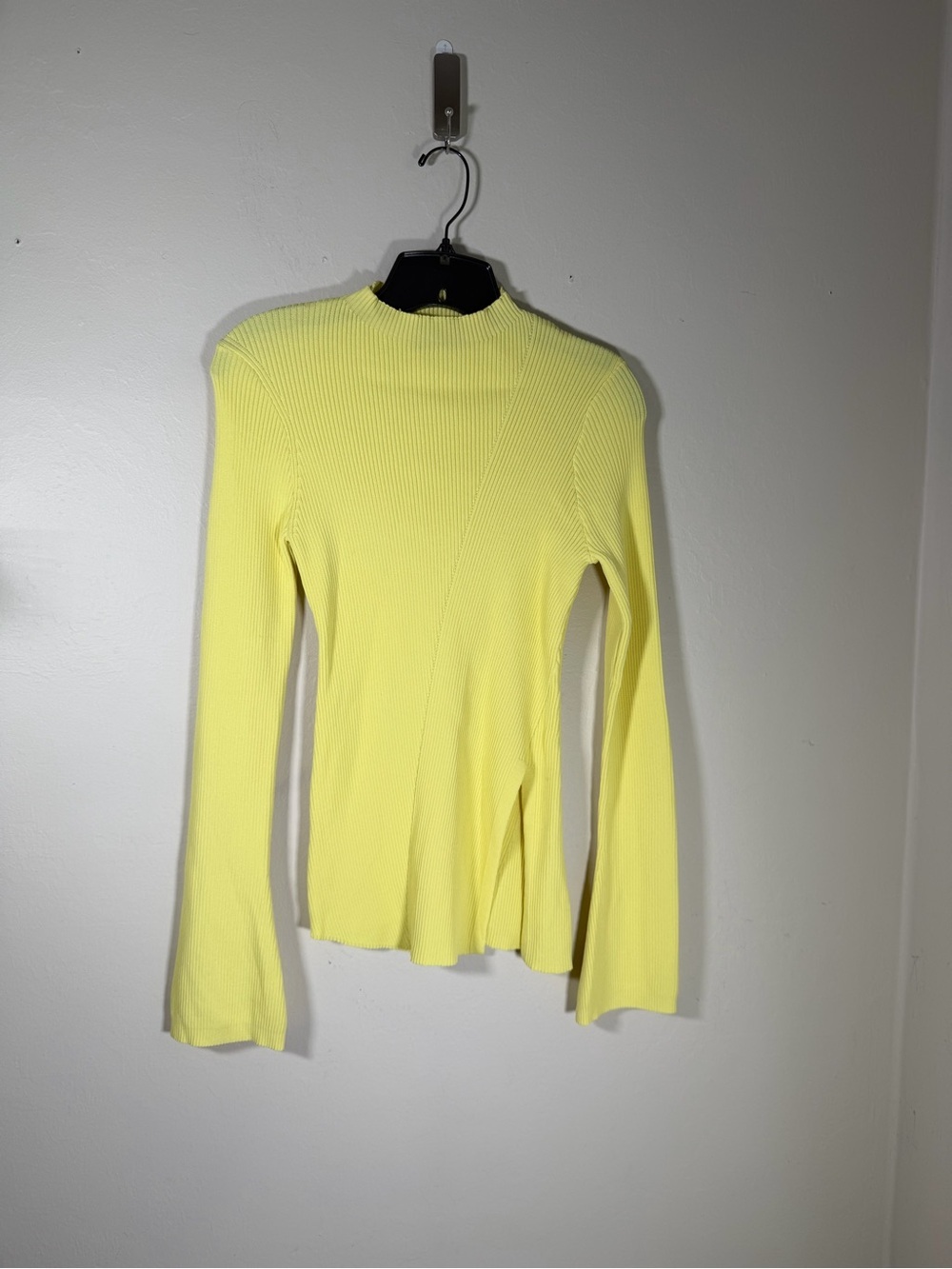 Vici Neon Yellow Ribbed Mock Neck Long Sleeve Top
